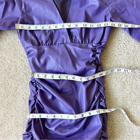 NWOT ZARA Faux Leather Long Sleeve Ruched Mini Dress—SZ. Small - Picture 11 of 17